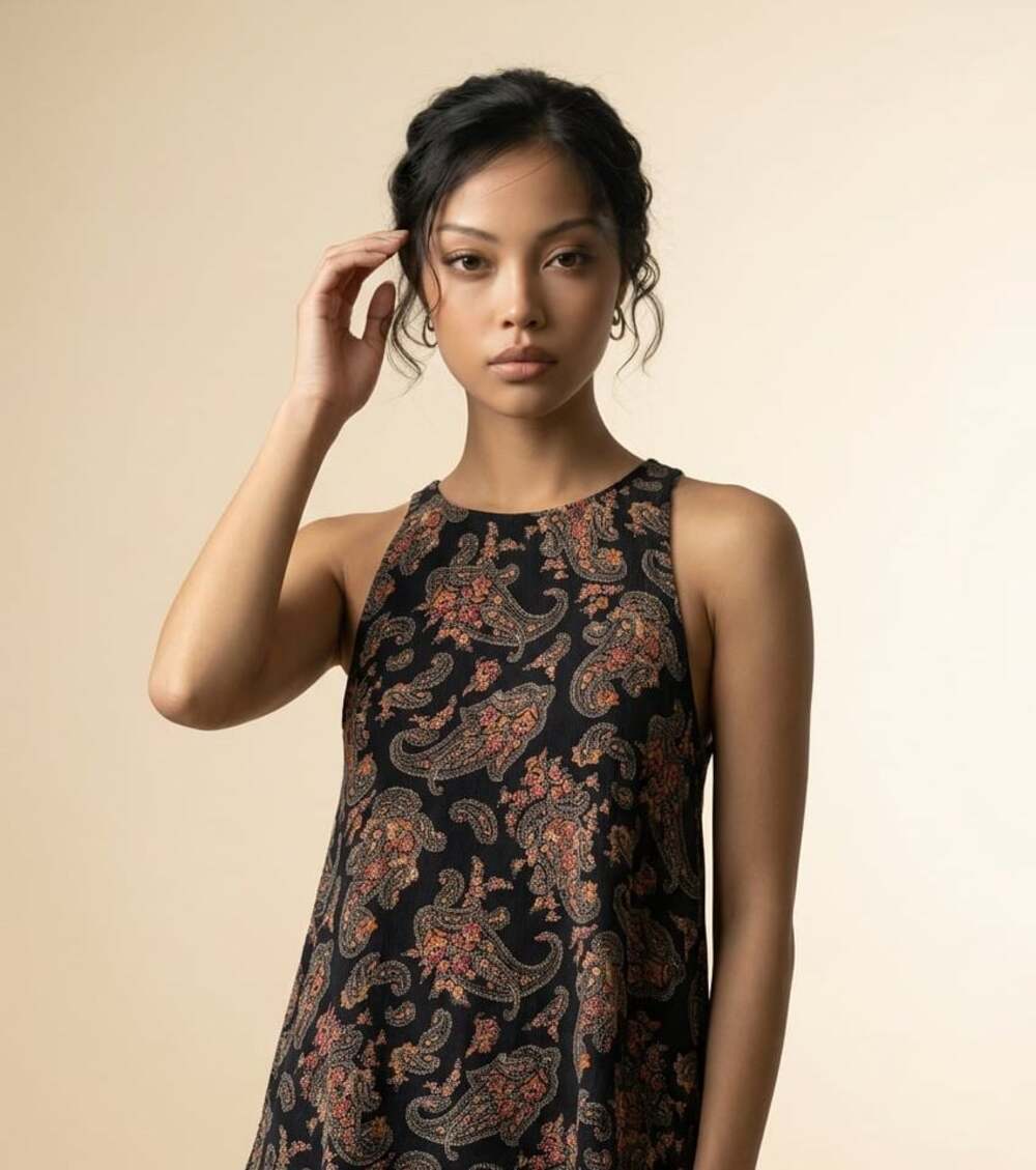 Free People Paisley Print Sleeveless High-Neck Halter Tank Top SP